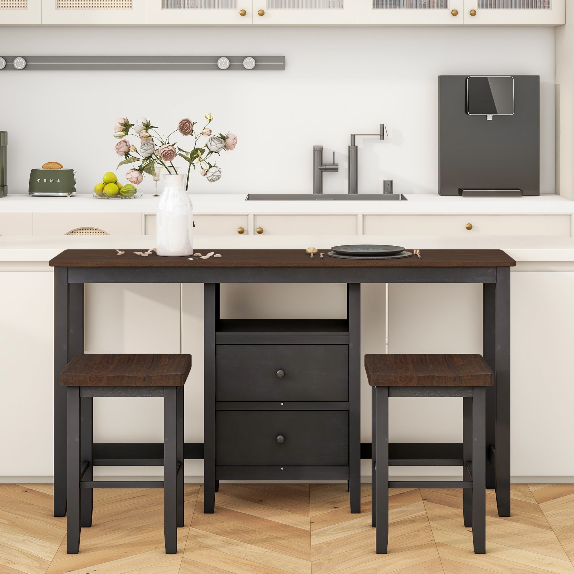 Farmhouse 3-Piece Counter Height Dining Set