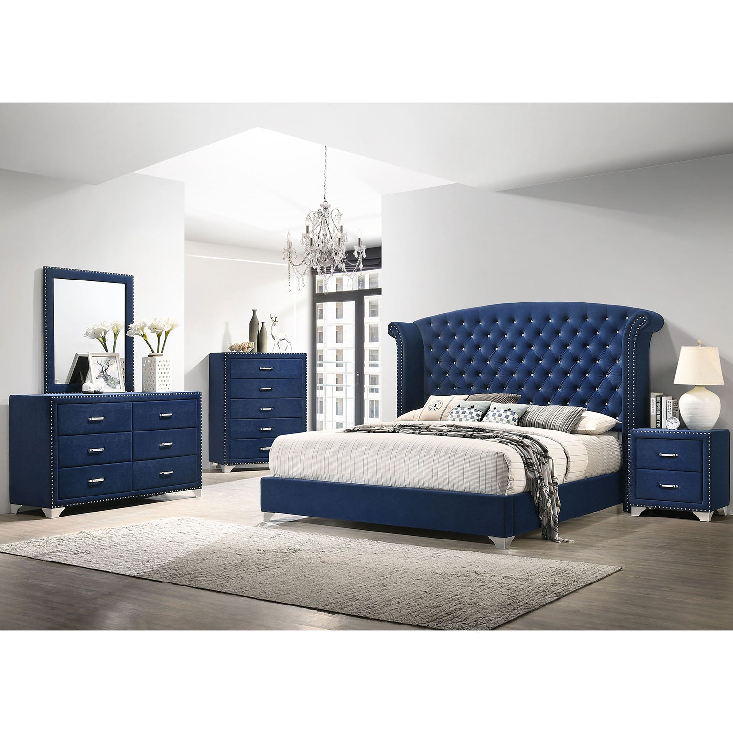 Kennedy Pacific Blue Queen Bedroom Set - 5-Piece