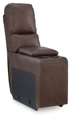 Console with storage chair in dark espresso brown with padded seat and arms