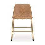 Dining side chair with beige upholstered seat and back, gold metal frame and legs