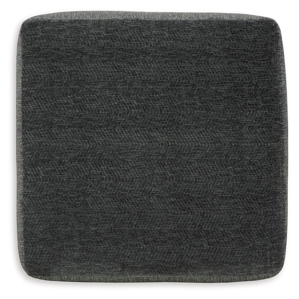 Oversized accent ottoman lid, dark gray textured fabric, rounded edges