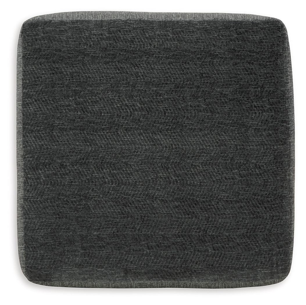 Oversized accent ottoman lid, dark gray textured fabric, rounded edges