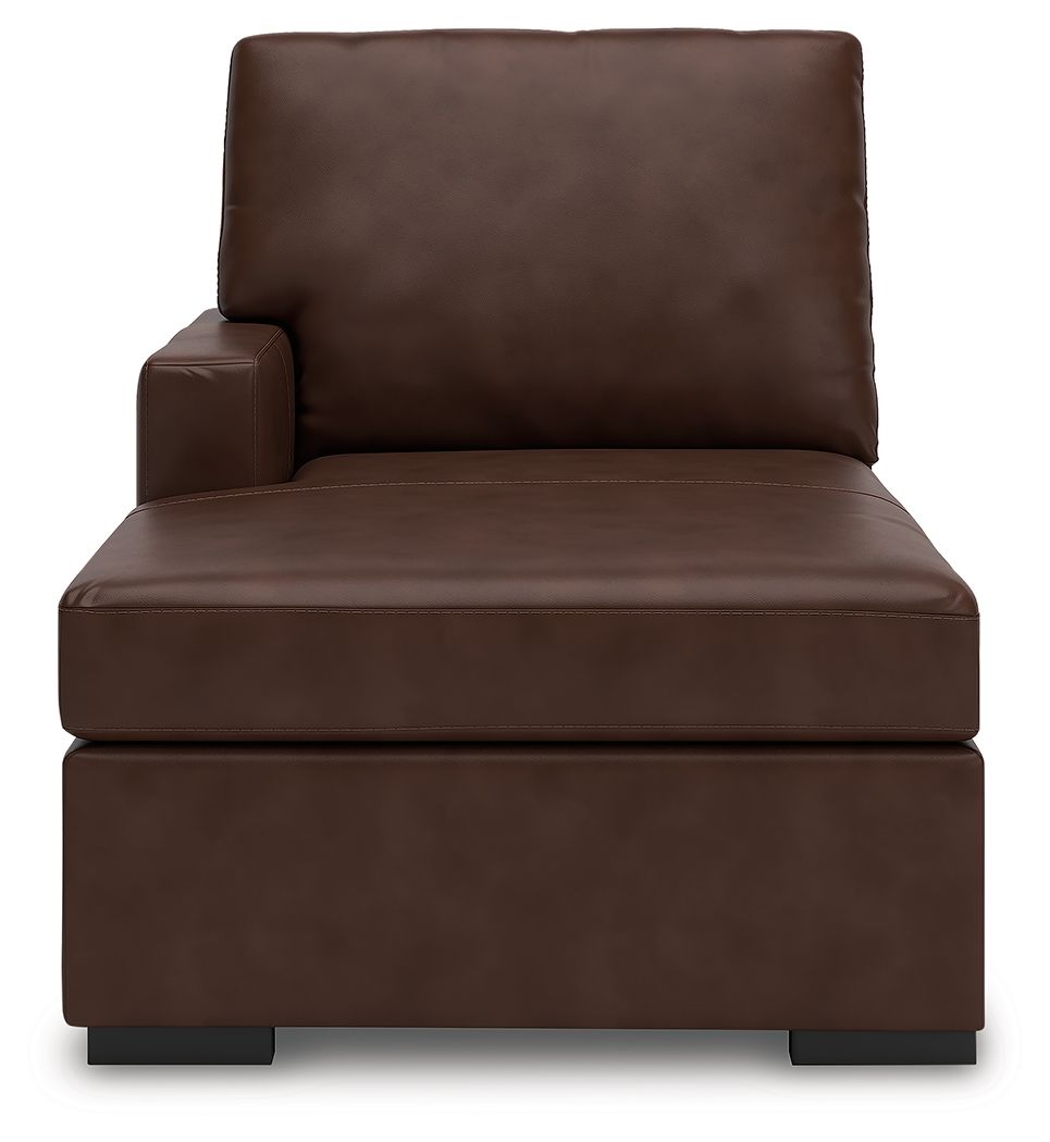 Coffee brown single chaise unit with thick seat cushion and backrest