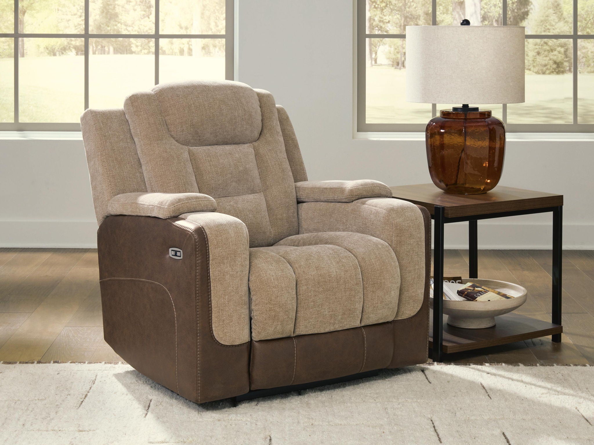 Mixed Motion - Power Recliner With Adjustable Headrest - Brownstone