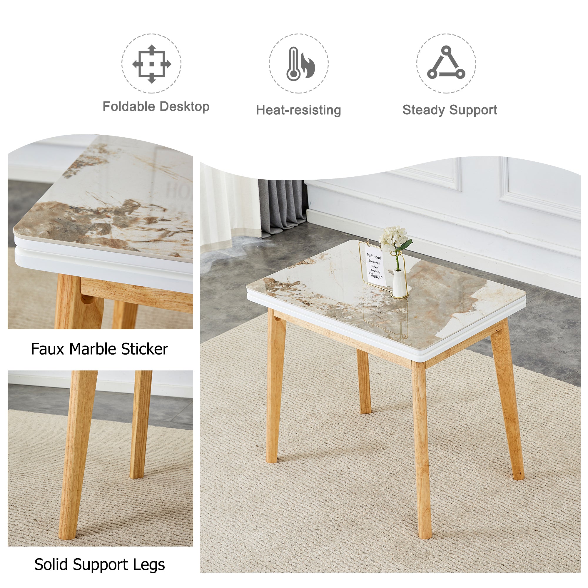 Foldable Sintered Stone Tabletop Computer Desk
