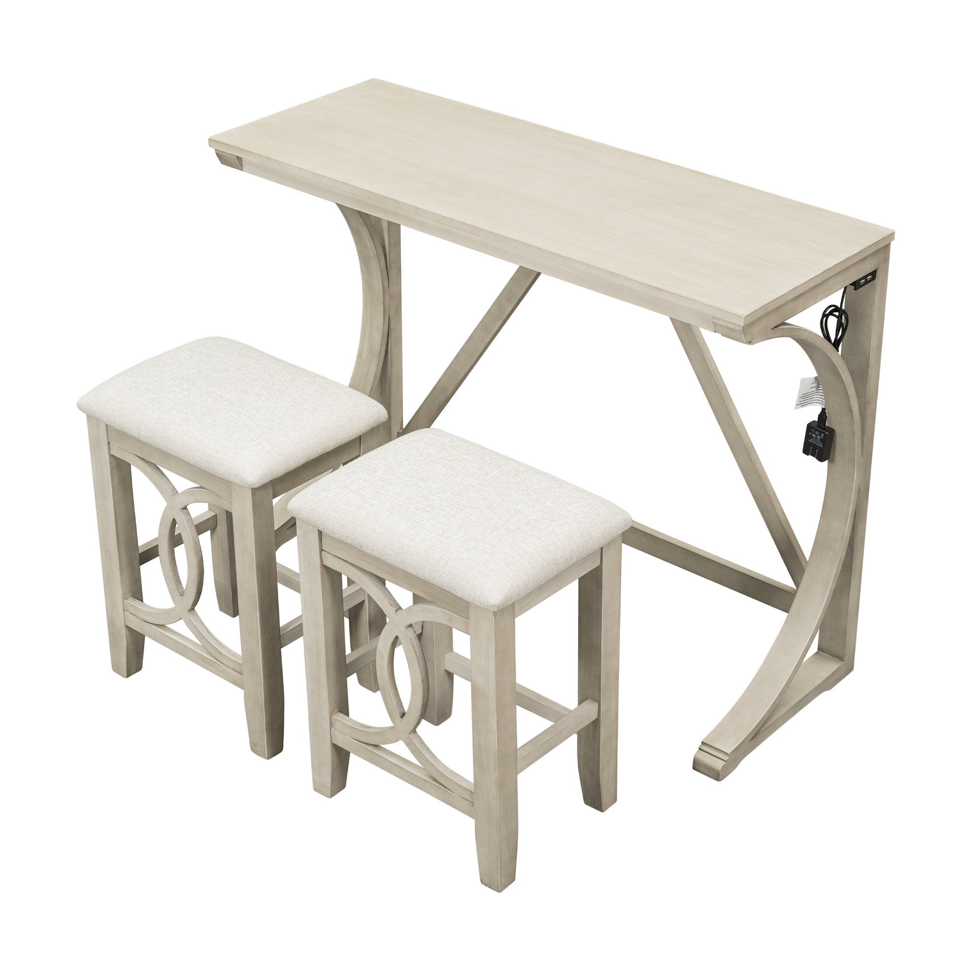 Farmhouse Counter Height Dining Set, 3-Piece