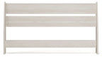 Socalle panel headboard, light beige wood with three horizontal slats and side posts.