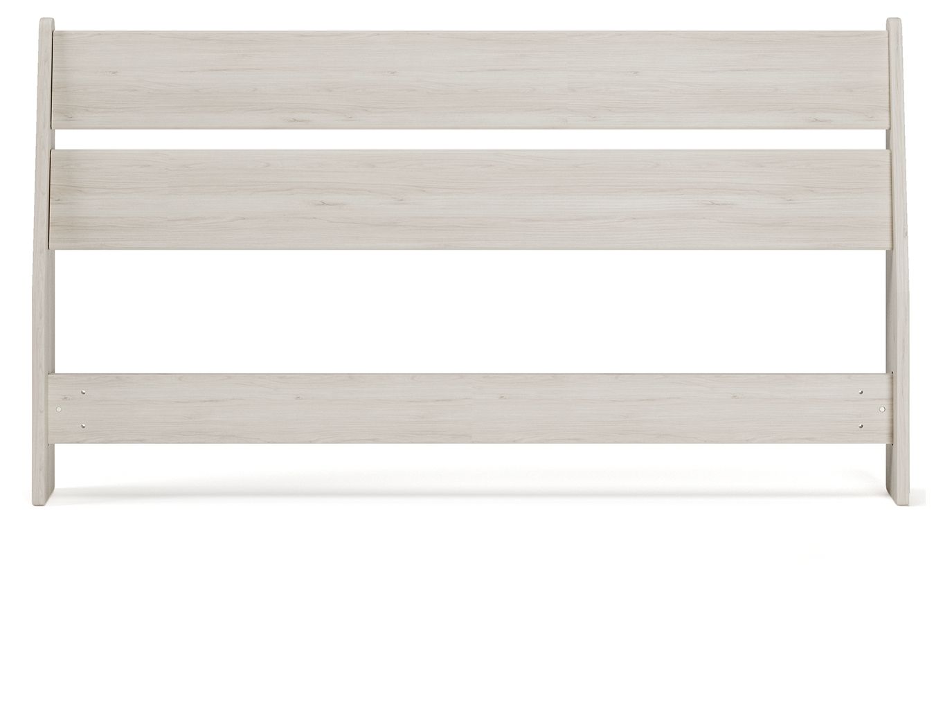 Socalle panel headboard, light beige wood with three horizontal slats and side posts.