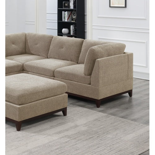 6-Piece Tufted Camel Brown Chenille Modular Sectional-American Furniture Outlet -American Furniture Outlet