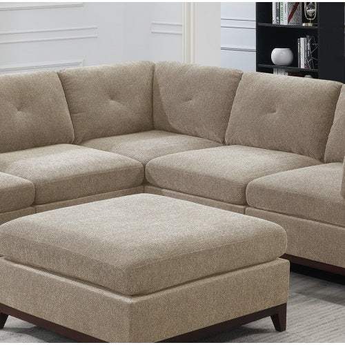 6-Piece Tufted Camel Brown Chenille Modular Sectional-American Furniture Outlet -American Furniture Outlet