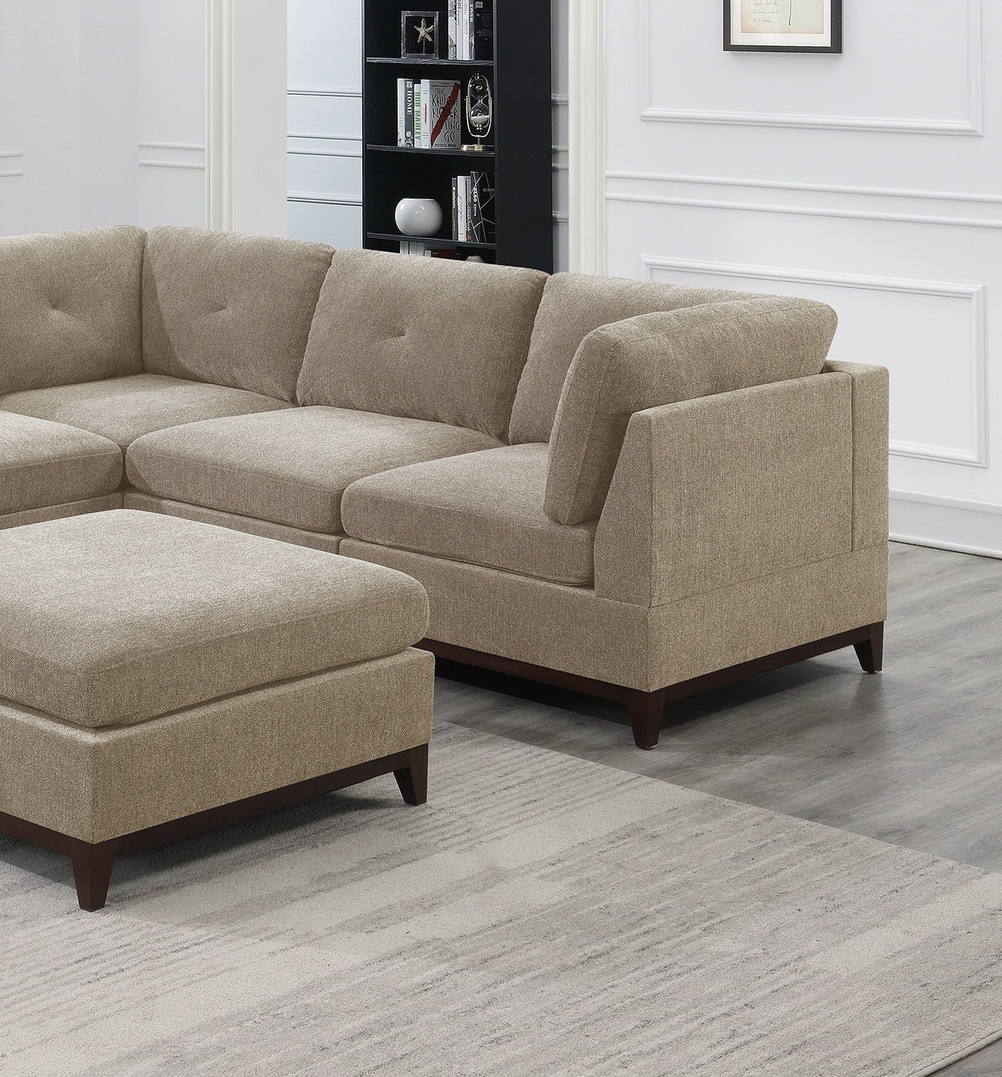 6-Piece Tufted Camel Brown Chenille Modular Sectional-American Furniture Outlet -American Furniture Outlet