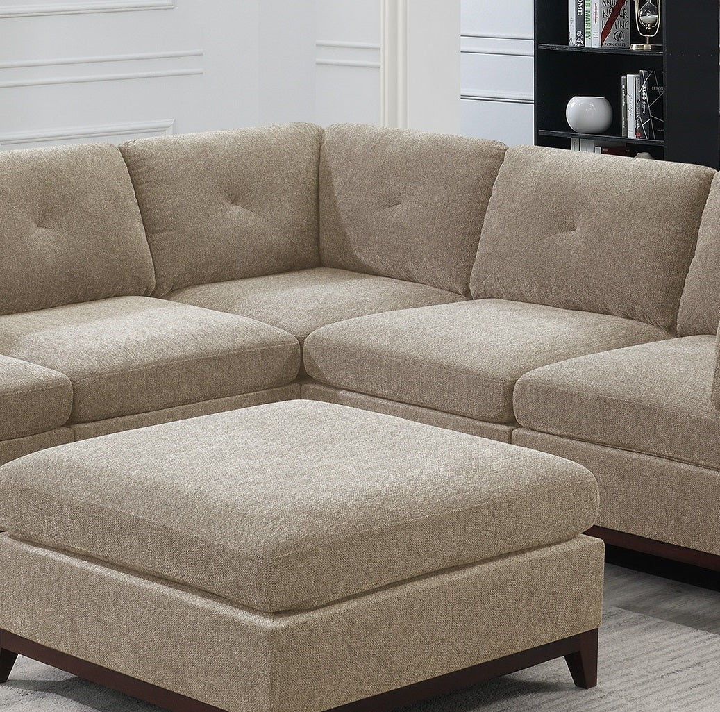 6-Piece Tufted Camel Brown Chenille Modular Sectional-American Furniture Outlet -American Furniture Outlet