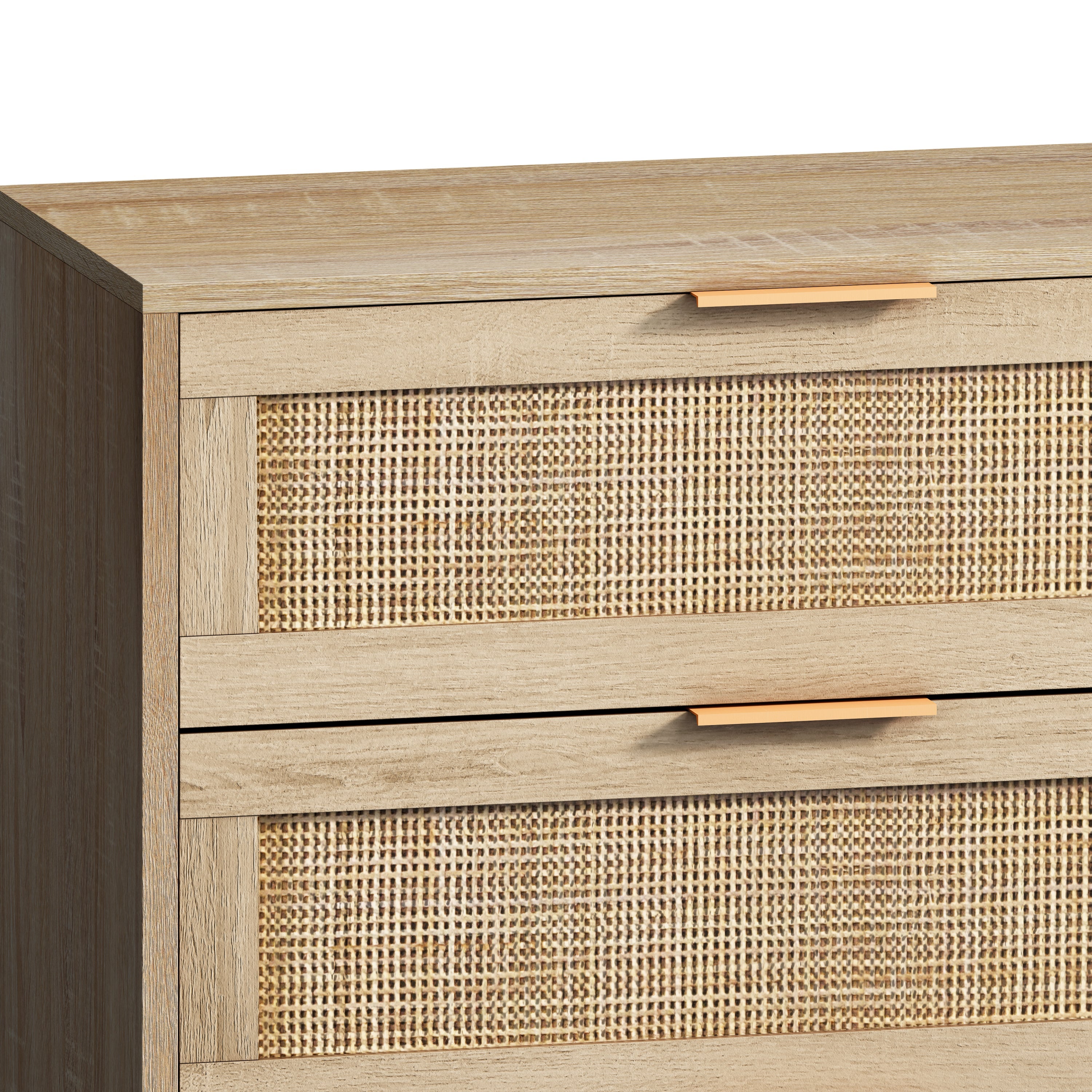 6-Drawer Rattan Storage Cabinet | Natural Rattan Drawer | Bedroom & Living Room Furniture | Space-Saving Solution