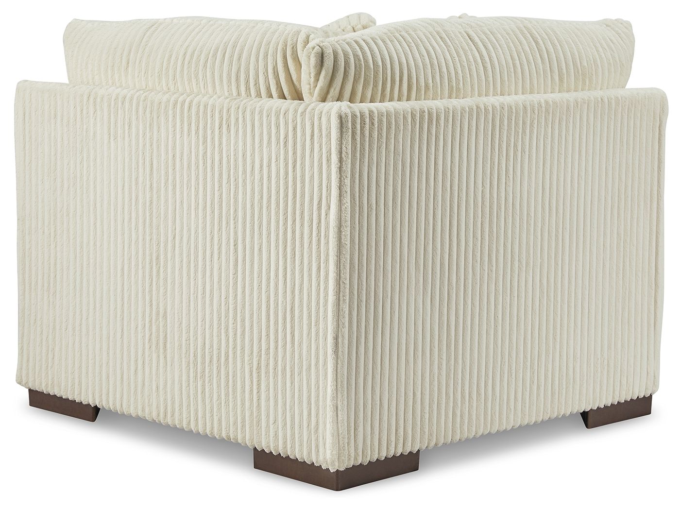 Ivory ribbed fabric wedge sectional chair with button-tufted back