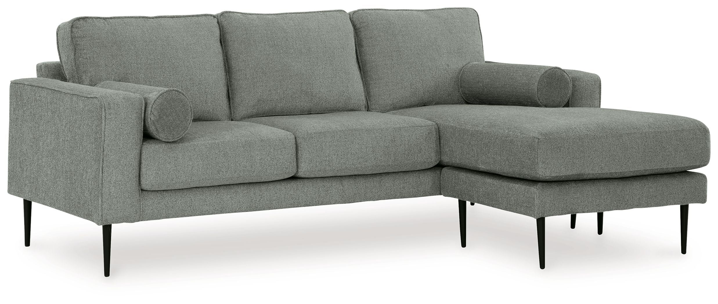 Charcoal sectional sofa chaise with corner chaise and three back cushions