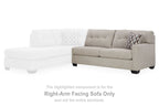 Right-arm facing sectional sofa section in light-gray fabric with cushions and black feet