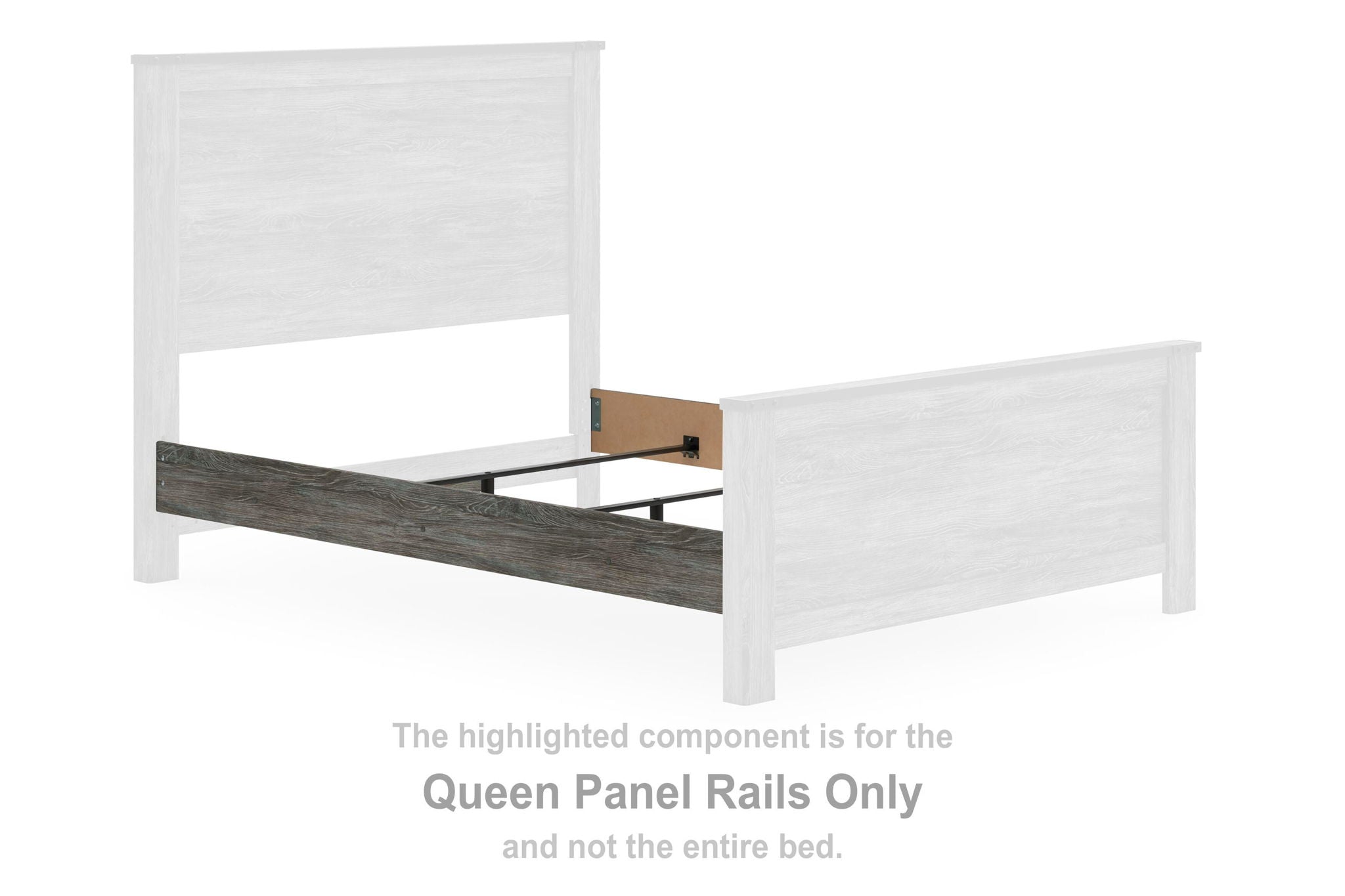 Gray queen panel rails with matching end posts