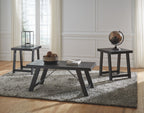 Occasional table set of 3 with dark black square tops and angled legs