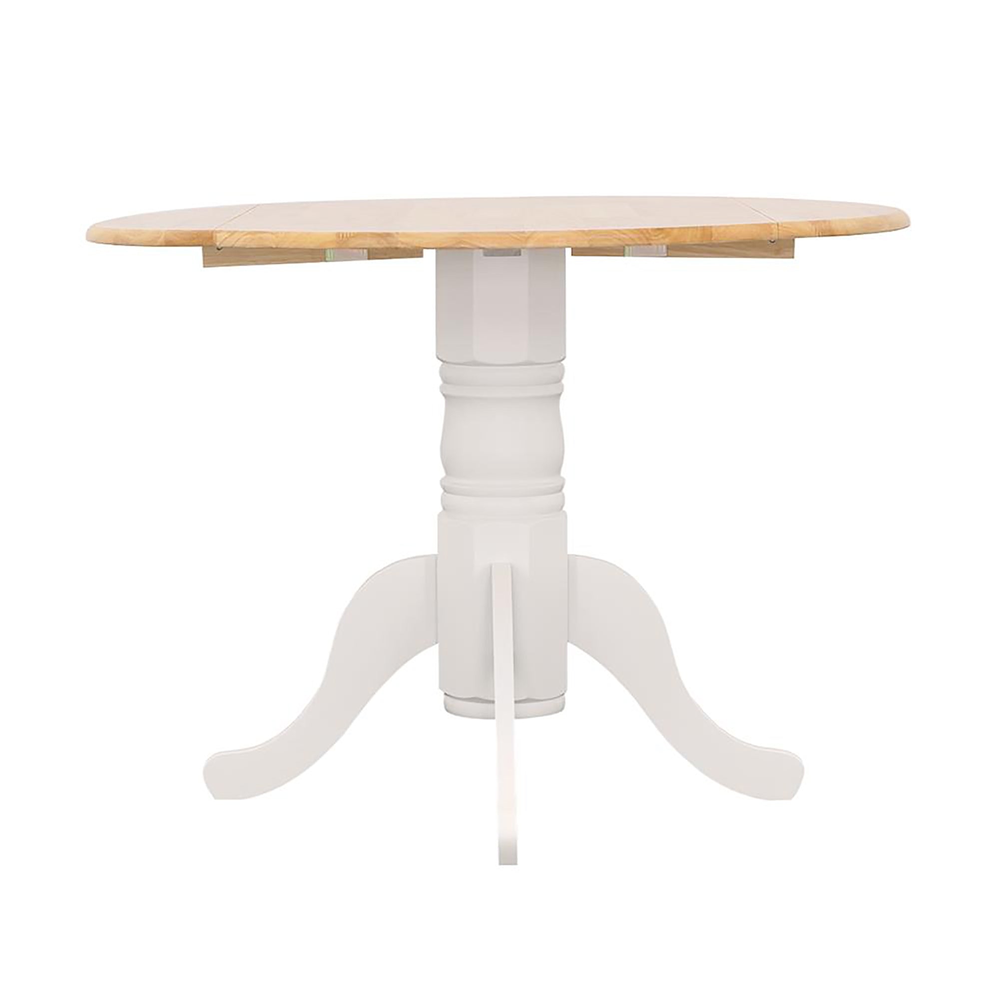 Round Drop Leaf Dining Table - Brown & White