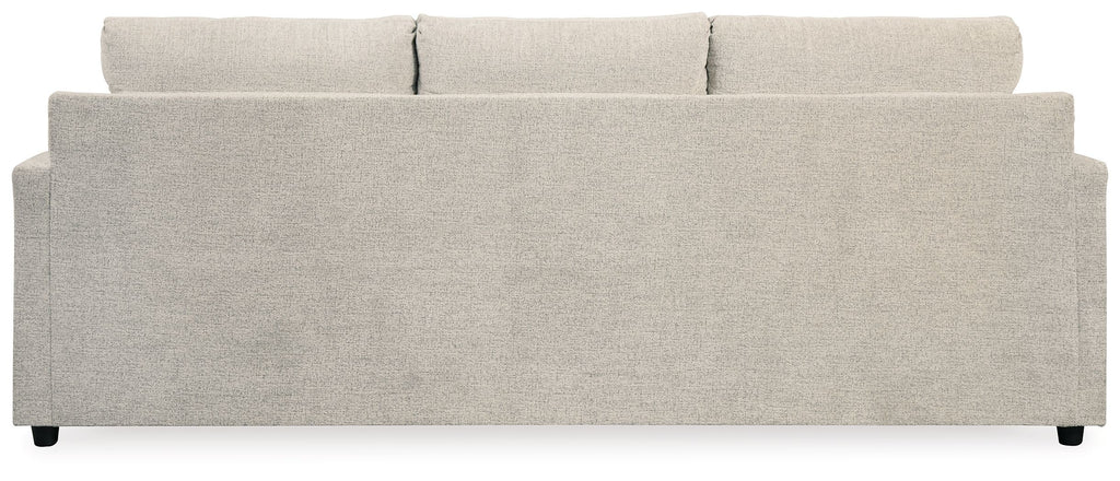Soletren stationary sofa, light stone upholstery with three back cushions