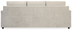 Soletren stationary sofa, light stone upholstery with three back cushions