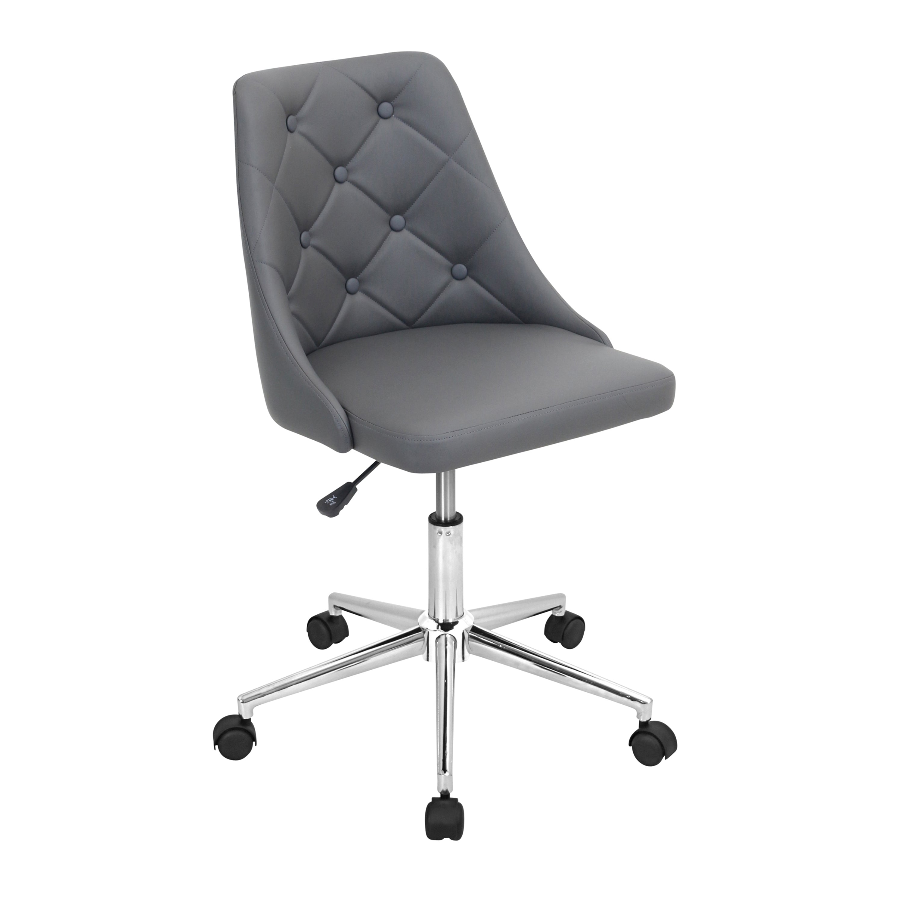 Contemporary Adjustable Swivel Office Chair - Grey Faux Leather