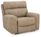 Sand beige recliner with adjustable headrest, front view