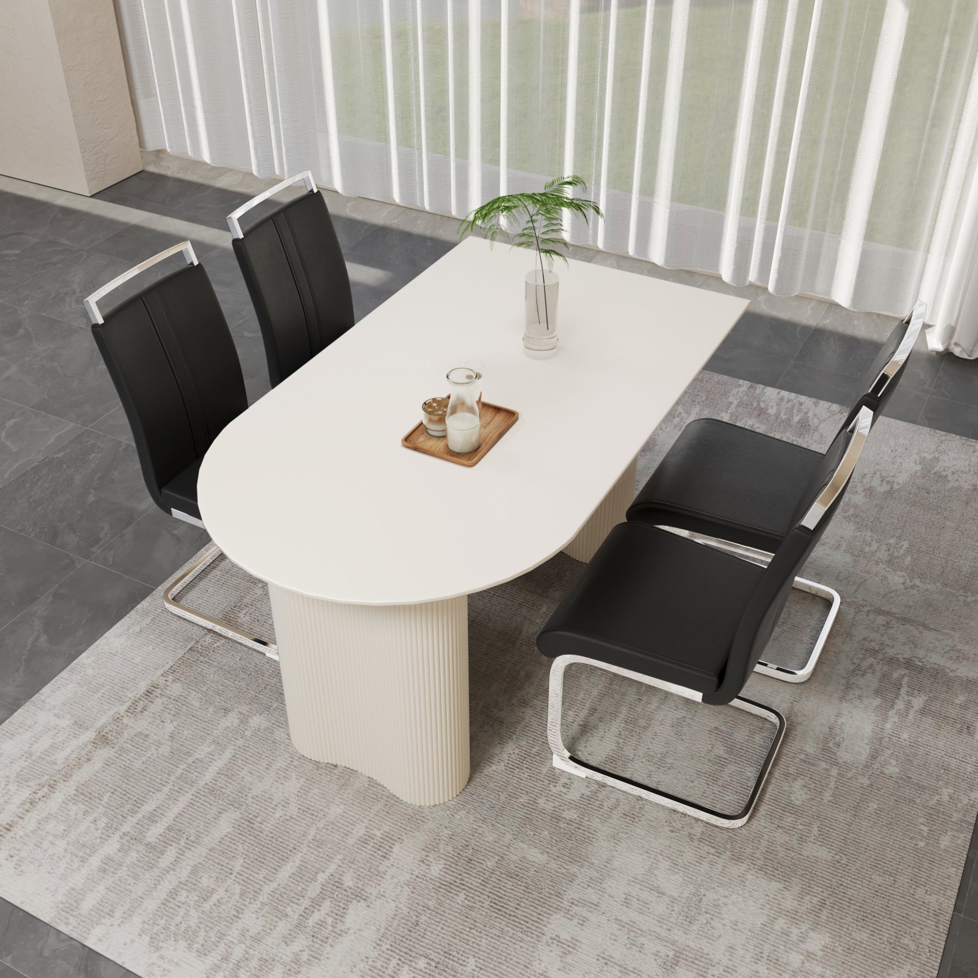 Medieval Modern Cream Dining Set (4 Chairs)
