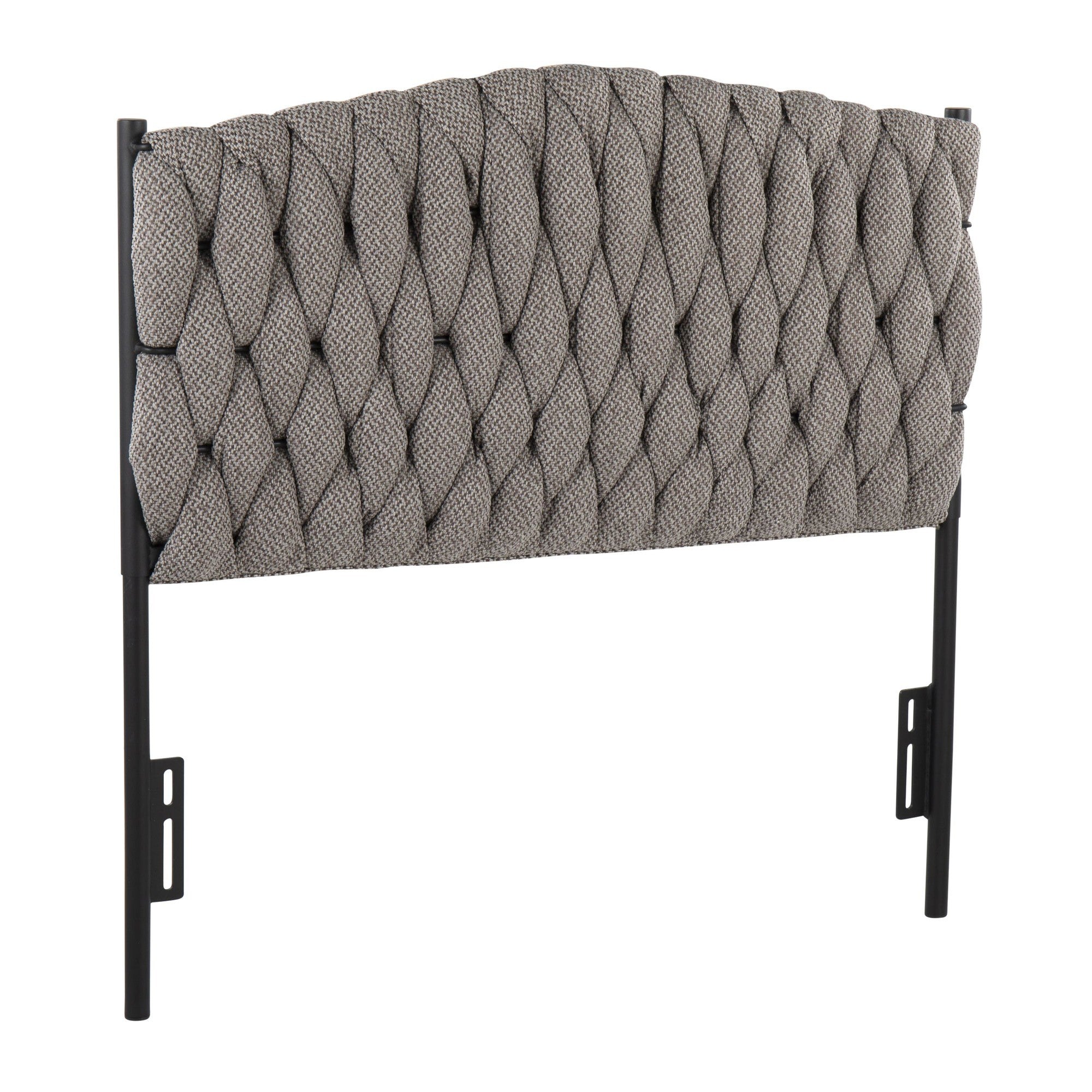 LumiSource Braided Matisse Twin Headboard Black Metal Grey Fabric