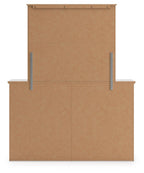 Dresser shipping packaging with two vertical metal support brackets