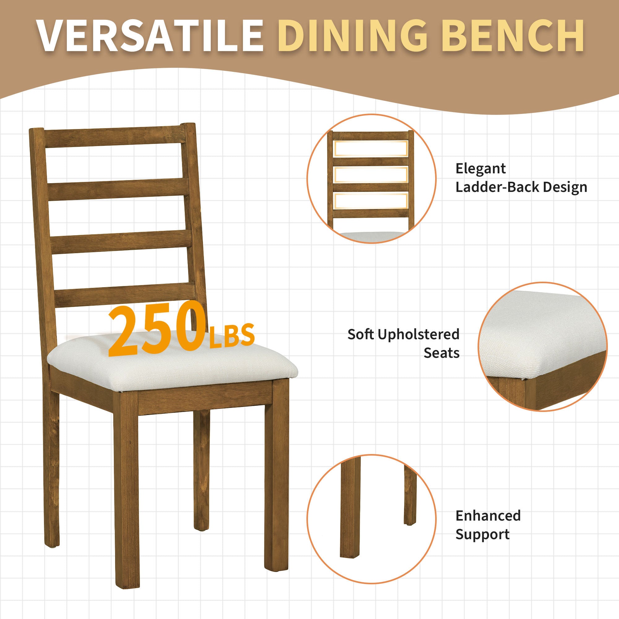 Farmhouse 60" Extendable Dining Table Set - 6 Pcs