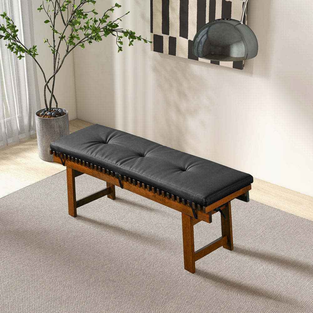 Lucia Bench: Black PU Leather Seating