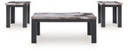 Occasional table set of 3 with marble-look top and dark brown legs
