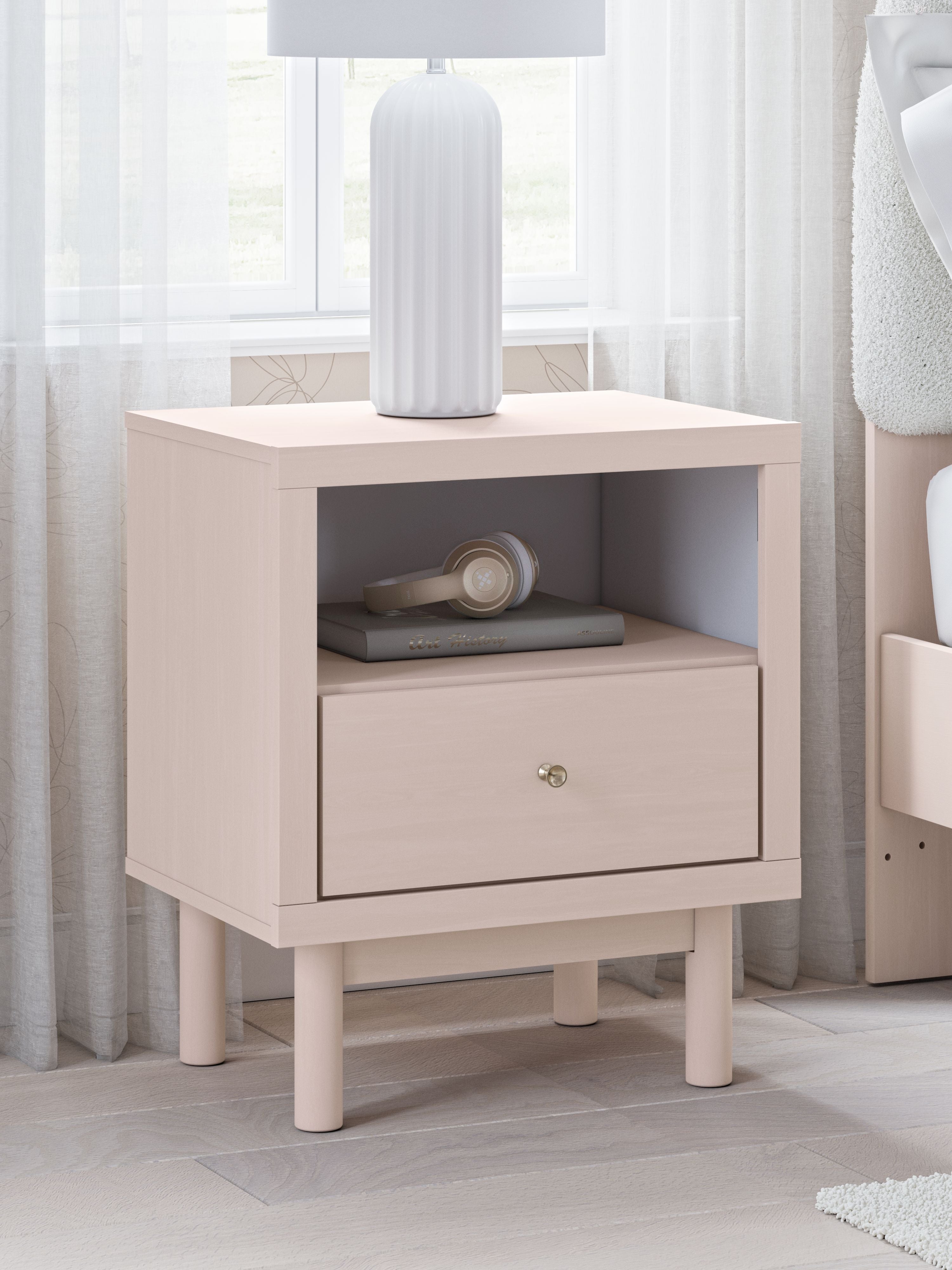 Wistenpine - Blush Pink - One Drawer Night Stand