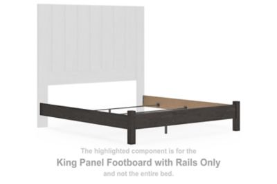 Charcoal king panel footboard with rails, rectangular panel and slatted design
