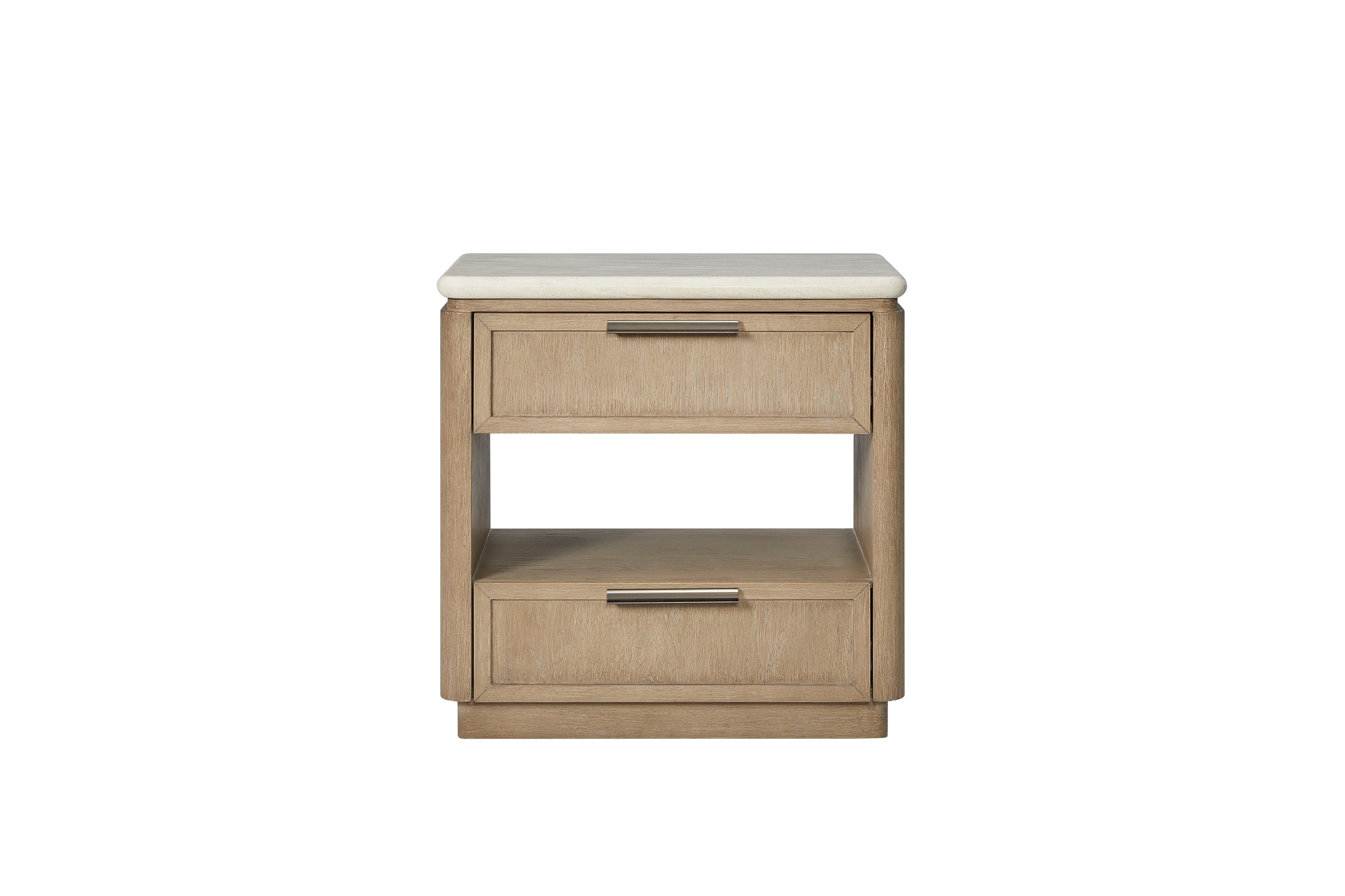 Modern Oak Veneer 2-Drawer Nightstand - Elegant Bedside Table