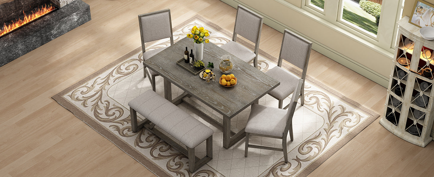 6-Pc Retro Dining Set Gray