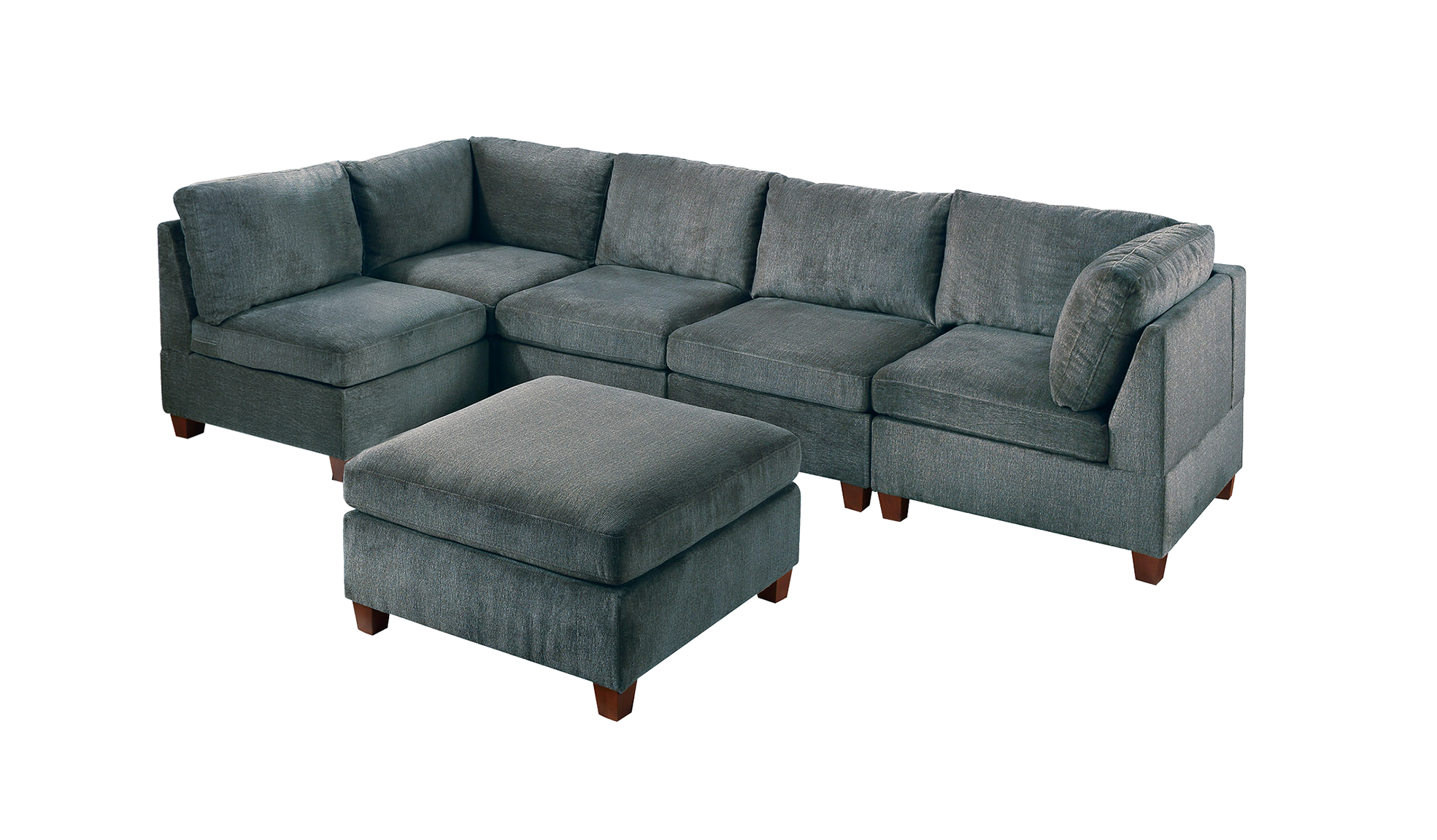 Modern Gray Modular Sofa Set - 6 Piece Customizable