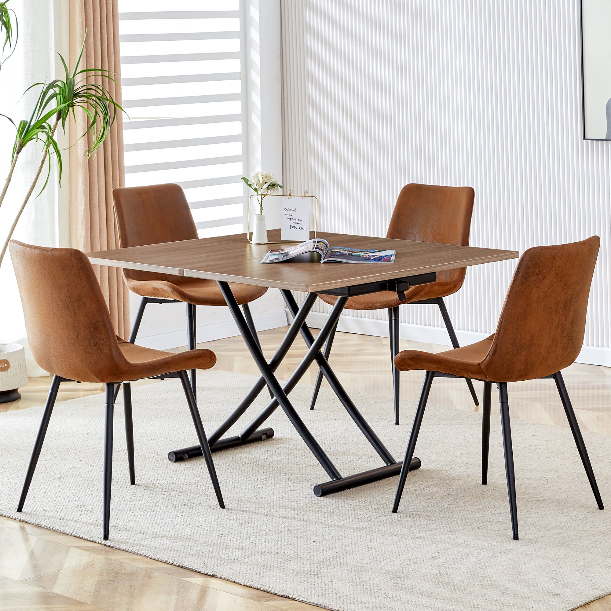 Modern Lift-Top Table & 4 Chairs Set - LT-10055