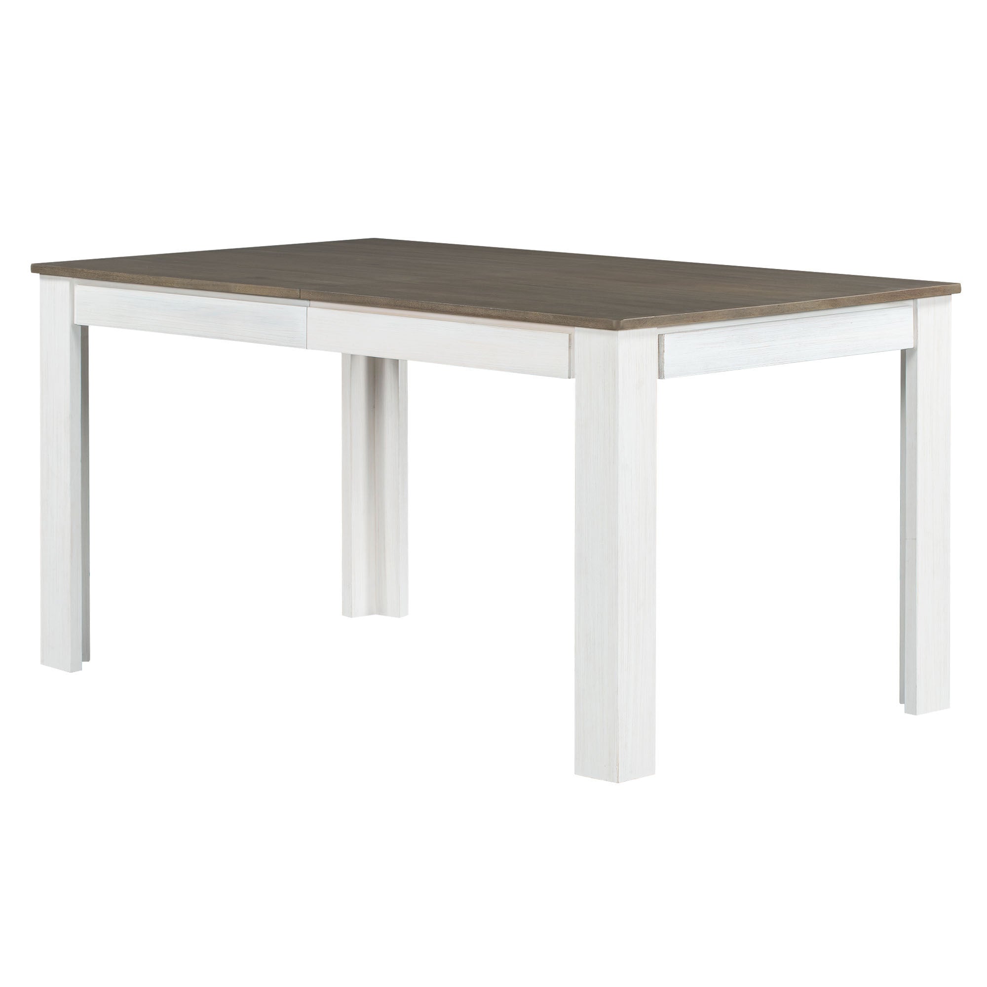 7-Pc. Extendable Dining Table Set w/ Chairs (Brown+White)