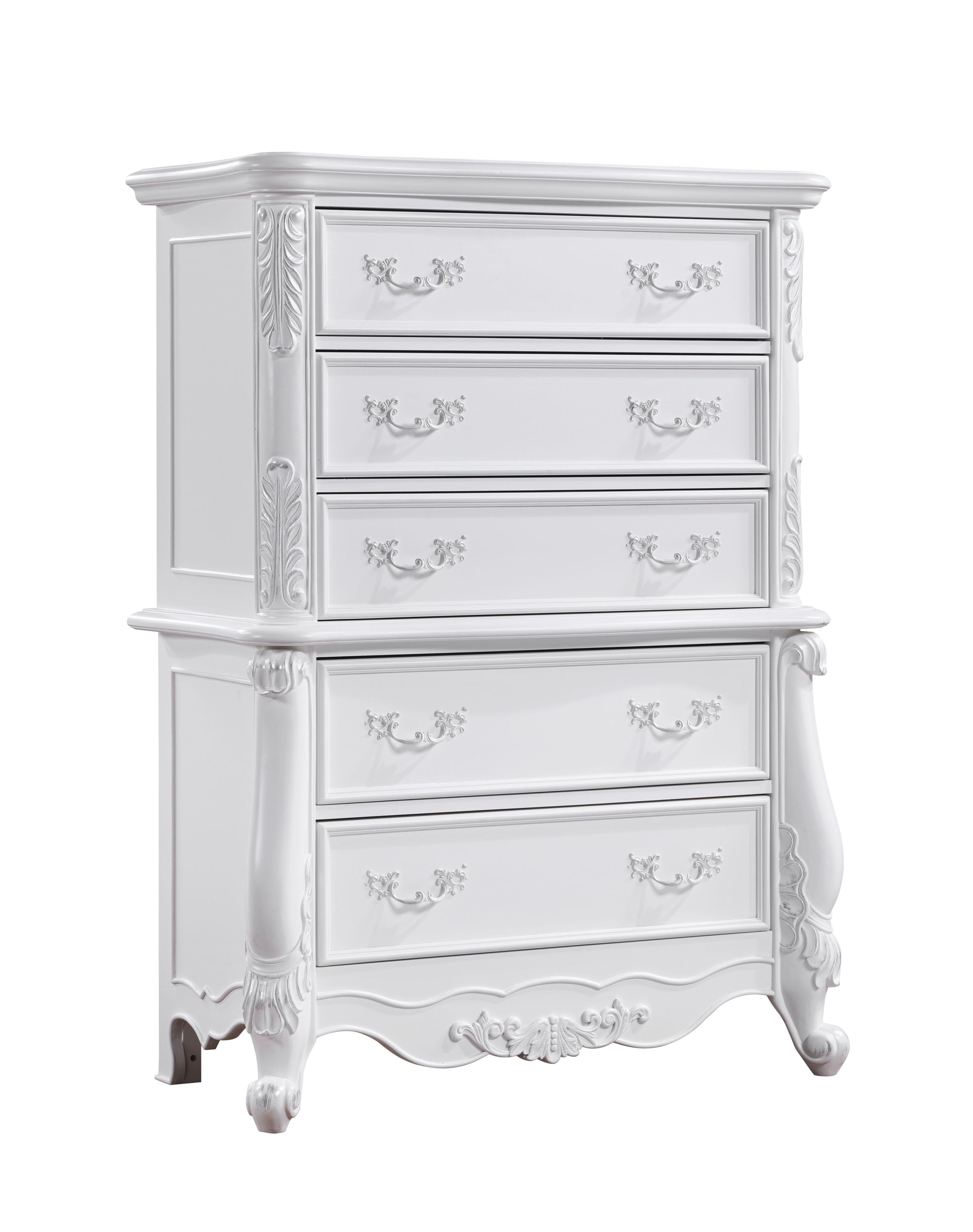 Latisha White Finish Chest with Drawers - Bedroom Furniture