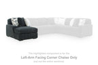 Dark gray left-arm corner chaise section with armrest and three back pillows