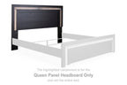 Black panel headboard with tall rectangular frame and side posts