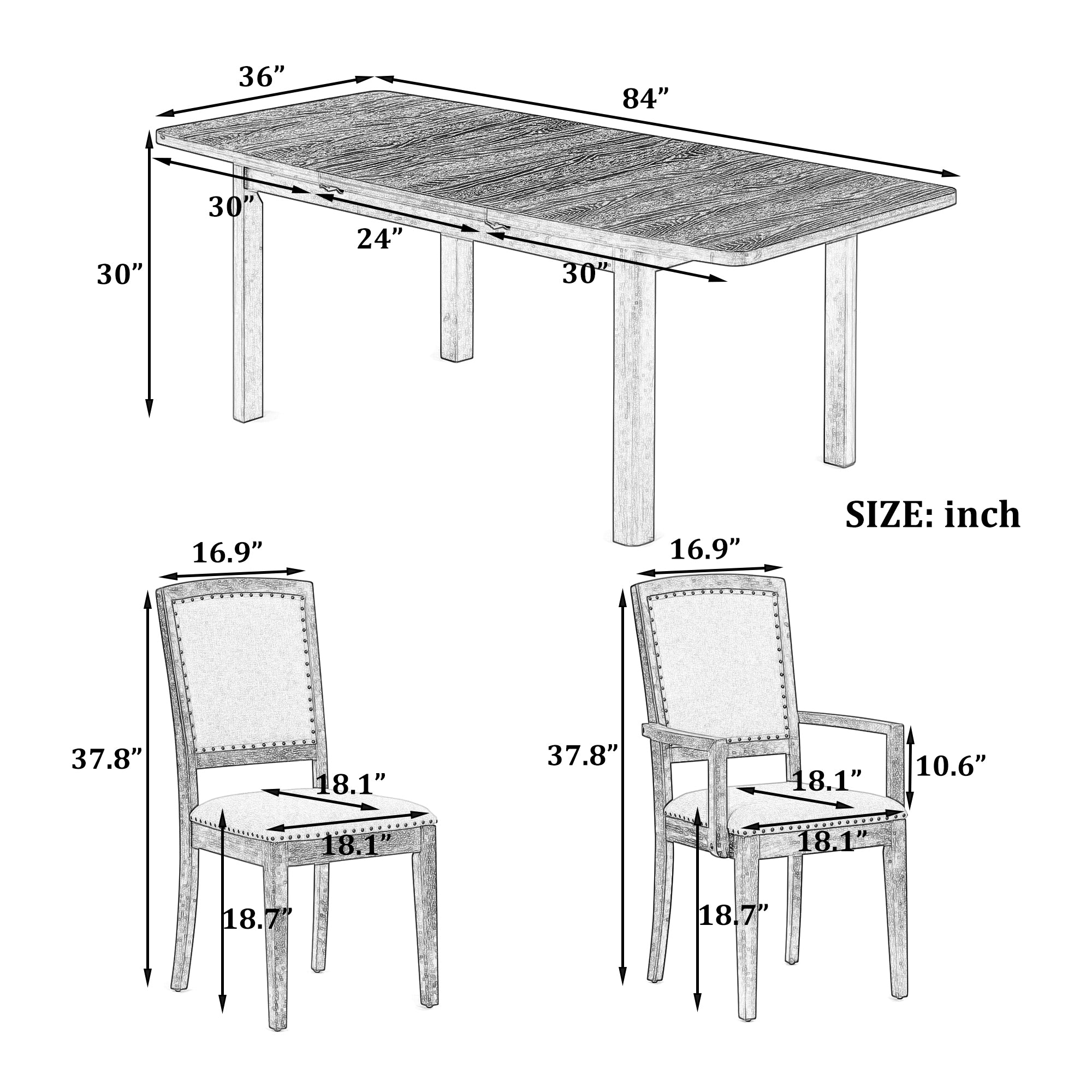 Rustic Farmhouse 9-Piece Extendable Dining Set