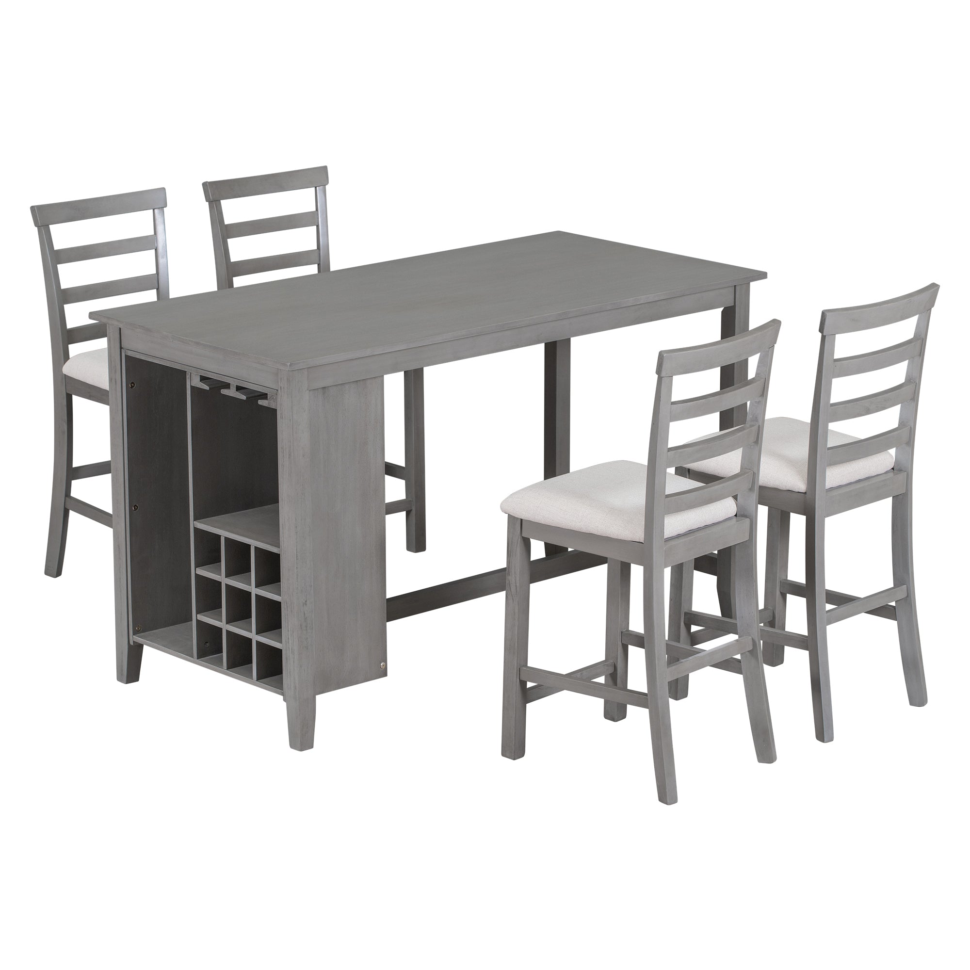 5-Piece Counter Height Dining Set (Gray)