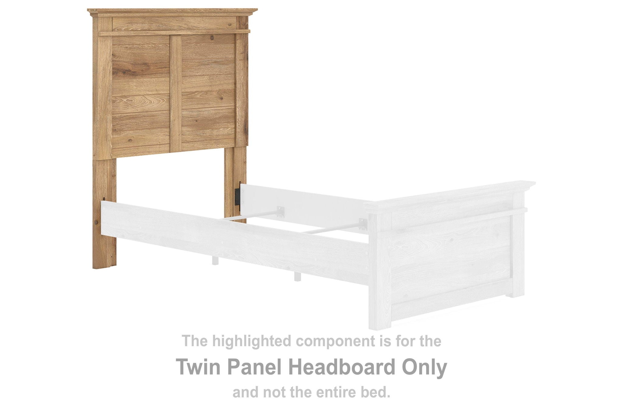 Tan wooden twin panel headboard with two vertical panels and a flat top rail