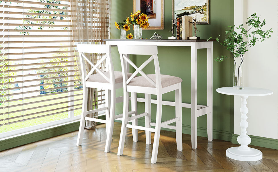 Farmhouse 48" Bar Height Dining Set (Cherry+White)