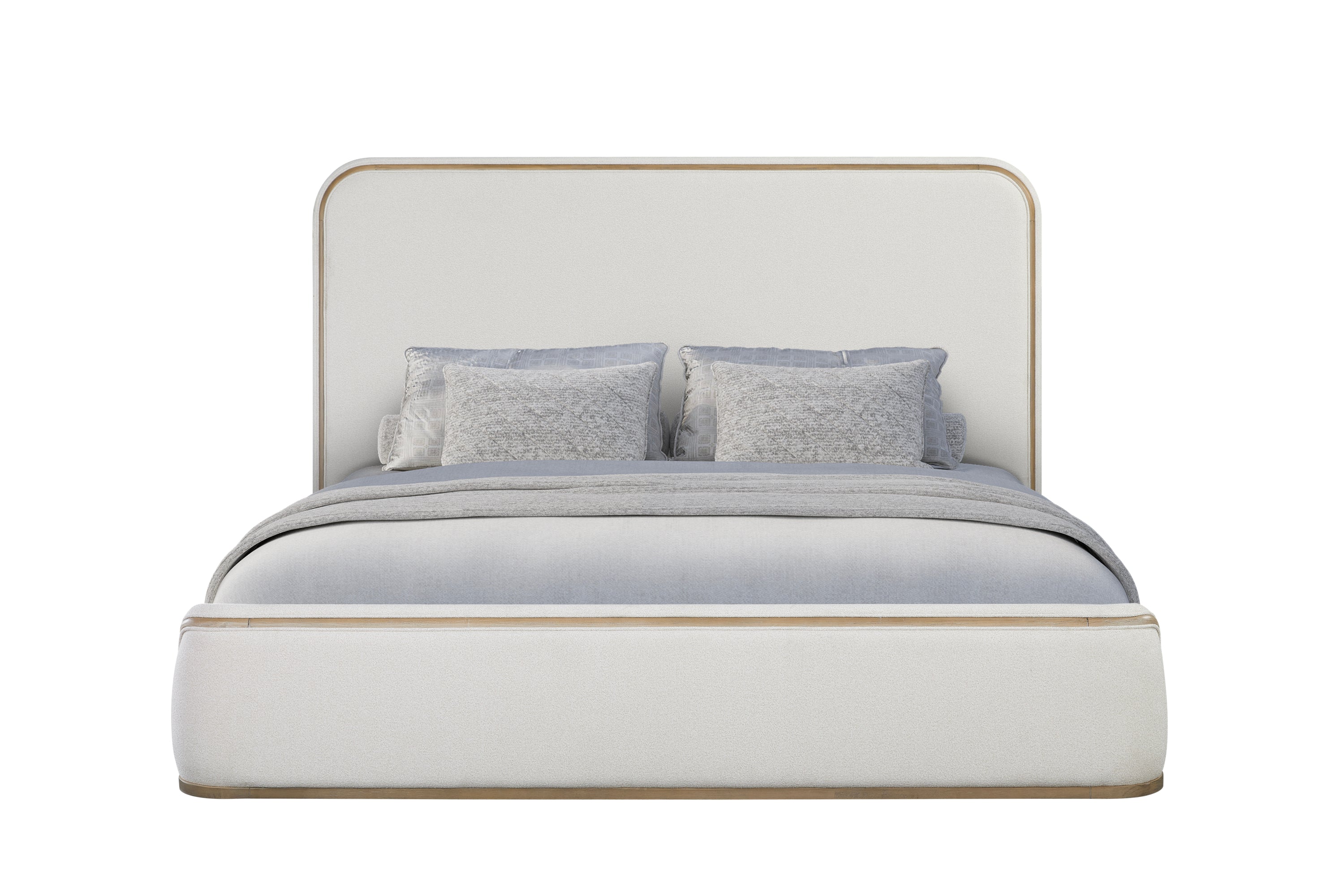 Queen Upholstered Bed | Toffee & White Sand Colors