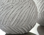 White vase bottom and curved base with textured vertical stripes