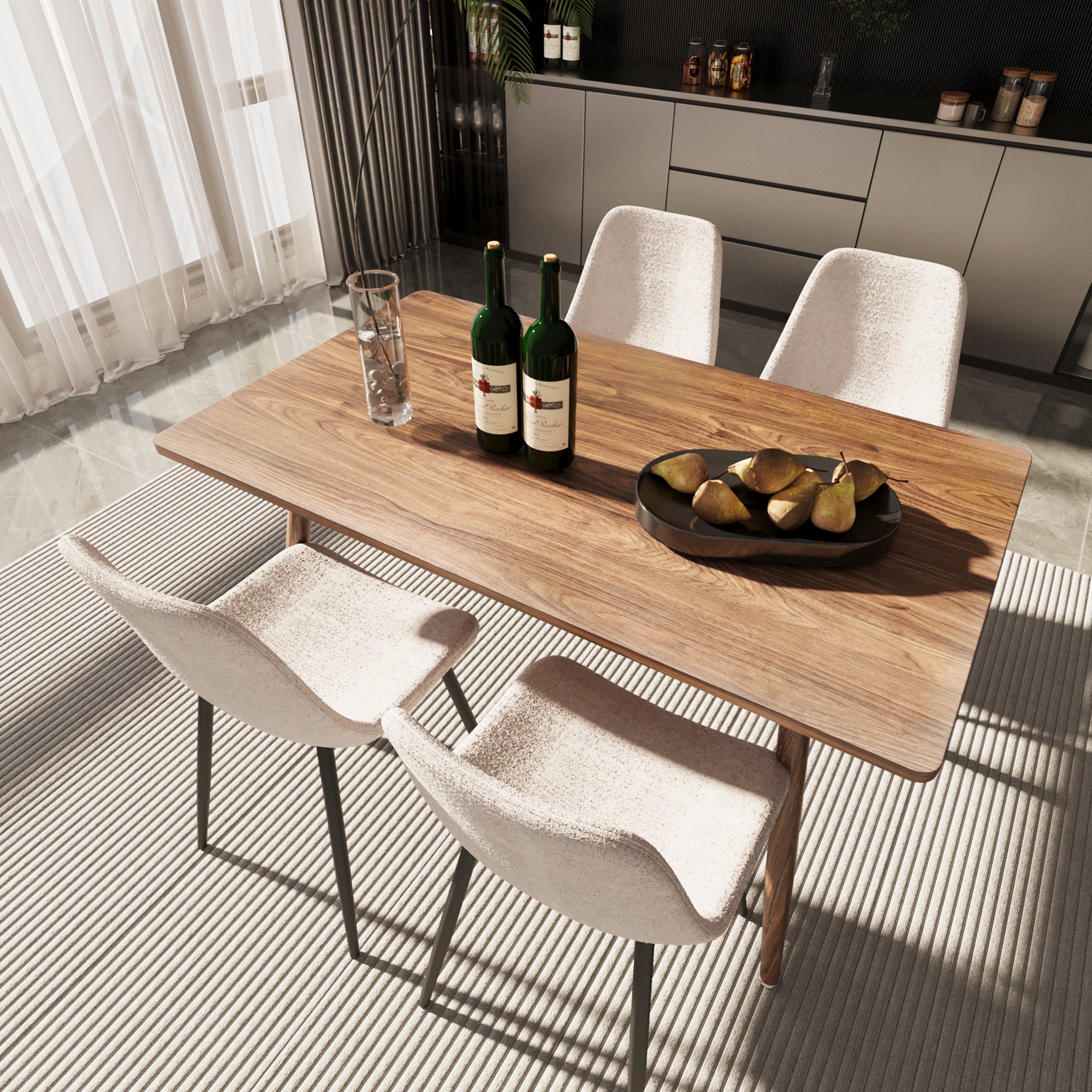 Modern Dining Table & 4 Chairs Set - 47"